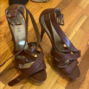 Brown high heel sandals